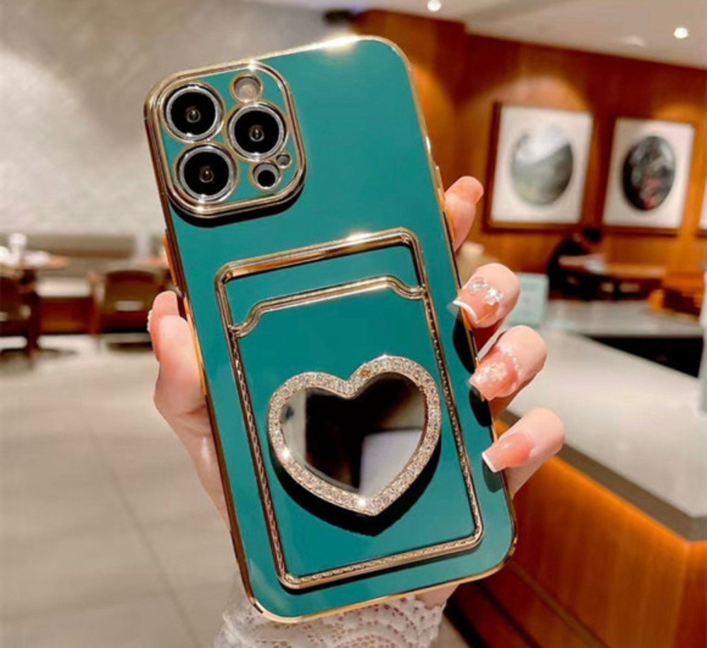 Green iPhone 14 Pro Cell Phone Case with Mirror
